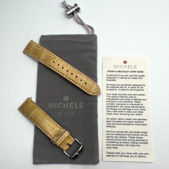 MICHELE 18mm Genuine Alligator Light Tan Strap Retail $180 - Picture 4 of 5